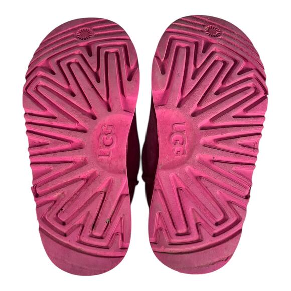 UGG Kids Pink Suede Ankle Boots Shearling Lined Size 13 Cozy Slip On Play Winter - Picture 3 of 13